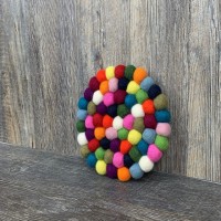 Multi Color Round Felt Ball Trivet